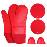 Insulation Gloves Thickened Silicone Barbecue Microwave Oven Anti Scalding Glove for Kitchen Baking CookingRed In Australia - Darrahopens