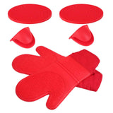 Insulation Gloves Thickened Silicone Barbecue Microwave Oven Anti Scalding Glove for Kitchen Baking CookingRed In Australia - Darrahopens