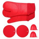 Insulation Gloves Thickened Silicone Barbecue Microwave Oven Anti Scalding Glove for Kitchen Baking CookingRed In Australia - Darrahopens