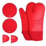 Insulation Gloves Thickened Silicone Barbecue Microwave Oven Anti Scalding Glove for Kitchen Baking CookingRed In Australia - Darrahopens