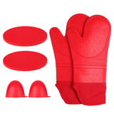 Insulation Gloves Thickened Silicone Barbecue Microwave Oven Anti Scalding Glove for Kitchen Baking CookingRed