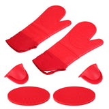 Insulation Gloves Thickened Silicone Barbecue Microwave Oven Anti Scalding Glove for Kitchen Baking CookingRed