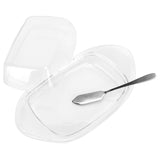 ShipShaped Butter Cutting Box with Cutting Knife and Lid Food Grade Chesse Container for Kitchen(Transparent )