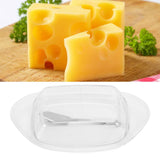 ShipShaped Butter Cutting Box with Cutting Knife and Lid Food Grade Chesse Container for Kitchen(Transparent )