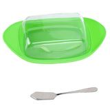 ShipShaped Butter Cutting Box with Cutting Knife and Lid Food Grade Chesse Container for Kitchen(Green )