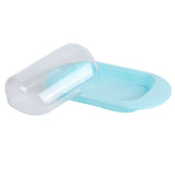 Round Edge Plastic Butter Storage Box Cheese Dessert Bread Server Keeper with Transparent Cover KnifeBlue In Australia - Darrahopens