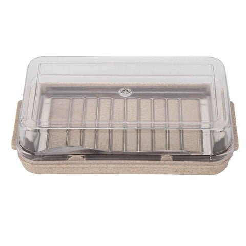 Stainless Steel Butter Cutter Container Butter Storage Box with Transparent Cover for KitchenWheat Chassis In Australia - Darrahopens