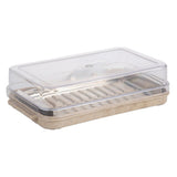 Stainless Steel Butter Cutter Container Butter Storage Box with Transparent Cover for KitchenWheat Chassis