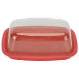 Curved Butter Storage Box with Lid Cheese Plate Butter Holder Tray Baking Tool for KitchenRed