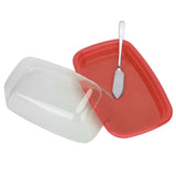 Curved Butter Storage Box with Lid Cheese Plate Butter Holder Tray Baking Tool for KitchenRed