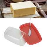 Curved Butter Storage Box with Lid Cheese Plate Butter Holder Tray Baking Tool for KitchenRed