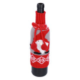 Knitted Wine Bottle Cover Bag Sleeve Home Decoration for Christmas Wedding Birthday PartyRed +Gray