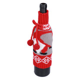 Knitted Wine Bottle Cover Bag Sleeve Home Decoration for Christmas Wedding Birthday PartyRed +Gray