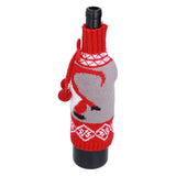 Knitted Wine Bottle Cover Bag Sleeve Home Decoration for Christmas Wedding Birthday PartyRed +Gray