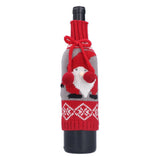 Knitted Wine Bottle Cover Bag Sleeve Home Decoration for Christmas Wedding Birthday PartyRed +Gray