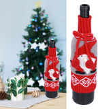 Knitted Wine Bottle Cover Bag Sleeve Home Decoration for Christmas Wedding Birthday PartyRed +Gray