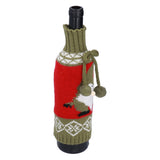 Knitted Wine Bottle Cover Bag Sleeve Home Decoration for Christmas Wedding Birthday PartyRed +Green