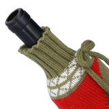 Knitted Wine Bottle Cover Bag Sleeve Home Decoration for Christmas Wedding Birthday PartyRed +Green