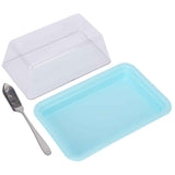Rectangular Butter Cutting Box with Lid Portable Butter Storage Box for Home KitchenBlue In Australia - Darrahopens