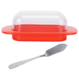 Wide Rectangular Butter Container with Lid Knife Portable Small Cheese Dish Holder Tray for Home KitchenRed In Australia - Darrahopens