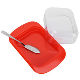 Wide Rectangular Butter Container with Lid Knife Portable Small Cheese Dish Holder Tray for Home KitchenRed In Australia - Darrahopens