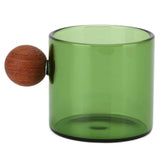 Glass Coffee Cup Clear Heatproof Glass Coffee Mug with Wooden Ball Handle for Office Bar PartyGreen In Australia - Darrahopens