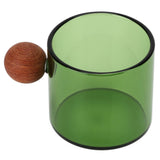 Glass Coffee Cup Clear Heatproof Glass Coffee Mug with Wooden Ball Handle for Office Bar PartyGreen