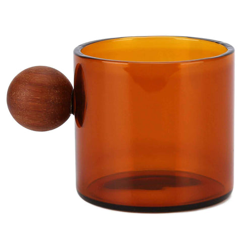 Glass Coffee Cup Clear Heatproof Glass Coffee Mug with Wooden Ball Handle for Office Bar PartyBrown In Australia - Darrahopens
