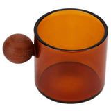 Glass Coffee Cup Clear Heatproof Glass Coffee Mug with Wooden Ball Handle for Office Bar PartyBrown In Australia - Darrahopens