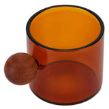 Glass Coffee Cup Clear Heatproof Glass Coffee Mug with Wooden Ball Handle for Office Bar PartyBrown In Australia - Darrahopens