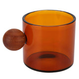 Glass Coffee Cup Clear Heatproof Glass Coffee Mug with Wooden Ball Handle for Office Bar PartyBrown In Australia - Darrahopens