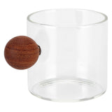 Glass Coffee Cup Clear Heatproof Glass Coffee Mug with Wooden Ball Handle for Office Bar PartyTransparent