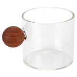 Glass Coffee Cup Clear Heatproof Glass Coffee Mug with Wooden Ball Handle for Office Bar PartyTransparent