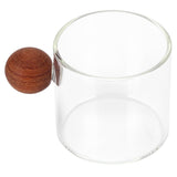 Glass Coffee Cup Clear Heatproof Glass Coffee Mug with Wooden Ball Handle for Office Bar PartyTransparent