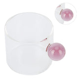 Teacup Glass Mug Transparent Heat Resistant Glass Coffee Cup with Ball Handle 120mlPink Handle