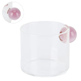 Teacup Glass Mug Transparent Heat Resistant Glass Coffee Cup with Ball Handle 120mlPink Handle