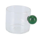 Teacup Glass Mug Transparent Heat Resistant Glass Coffee Cup with Ball Handle 120mlGreen Handle In Australia - Darrahopens