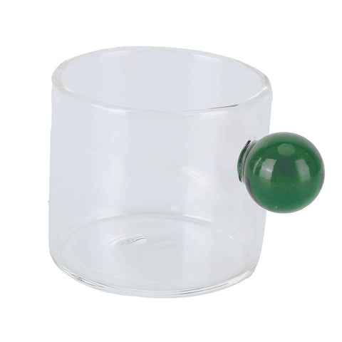 Teacup Glass Mug Transparent Heat Resistant Glass Coffee Cup with Ball Handle 120mlGreen Handle In Australia - Darrahopens