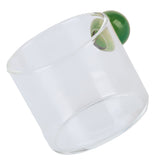 Teacup Glass Mug Transparent Heat Resistant Glass Coffee Cup with Ball Handle 120mlGreen Handle