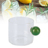Teacup Glass Mug Transparent Heat Resistant Glass Coffee Cup with Ball Handle 120mlGreen Handle