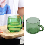 350ml Glass Coffee Cup Crystal Coffee Mug with Handle High Temperature Resistance for Home and CafeGreen