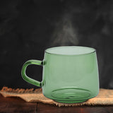 350ml Glass Coffee Cup Crystal Coffee Mug with Handle High Temperature Resistance for Home and CafeGreen