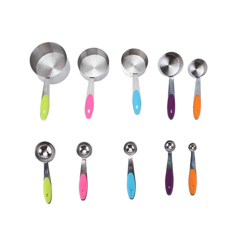 10Pcs/Set Stainless Steel Spoon Kitchen Baking Tools with Silicone Handle Removable Buckle In Australia - Darrahopens