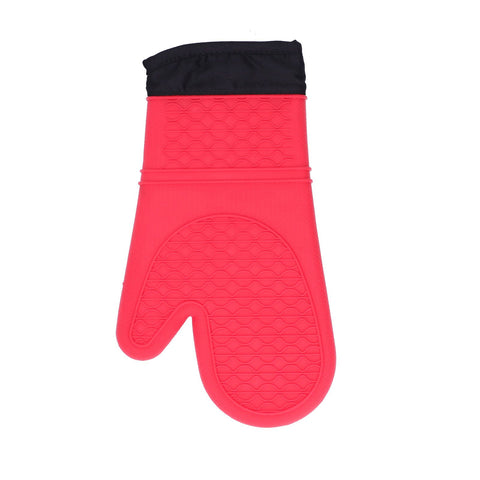 Silicone Oven Mitts with Cotton Heat Insulated Anti Scalding Baking Gloves for Home KitchenRed
