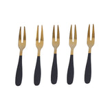 5PCS Fruit Fork Stainless Steel Dessert Fork Mini Food Cutlery Fork for Party RestaurantBlack Gold In Australia - Darrahopens
