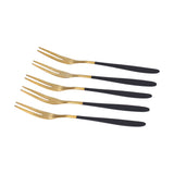 5PCS Fruit Fork Stainless Steel Dessert Fork Mini Food Cutlery Fork for Party RestaurantBlack Gold
