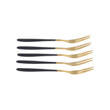 5PCS Fruit Fork Stainless Steel Dessert Fork Mini Food Cutlery Fork for Party RestaurantBlack Gold