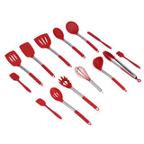 15PCS/Set Silicone Cooking Utensil Set with Stainless Steel Handle Kitchen Spatulas Spoon Cooking ToolsRed
