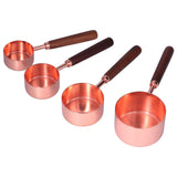 4Pcs Measuring Cups and Spoons Set with Copper Plated Handle Baking Tool for Kitchen