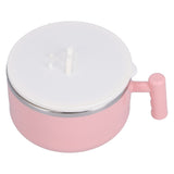 Stainless Steel Noodle Bowl Set Food Storage Container Portable Soup Snack Bowl with Lid(Pink Tableware )